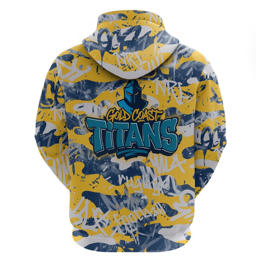 Gold Coast Titans Rugby Hoodie Graffiti Typography Urban Camo Abstract Street Style
