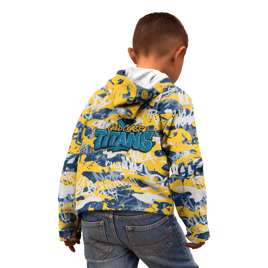Gold Coast Titans Rugby Kid Hoodie Graffiti Typography Urban Camo Abstract Street Style