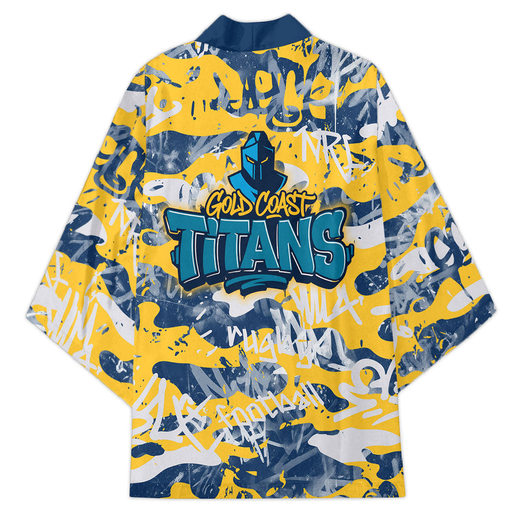 Gold Coast Titans Rugby Kimono Graffiti Typography Urban Camo Abstract Street Style