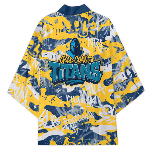 Gold Coast Titans Rugby Kimono Graffiti Typography Urban Camo Abstract Street Style