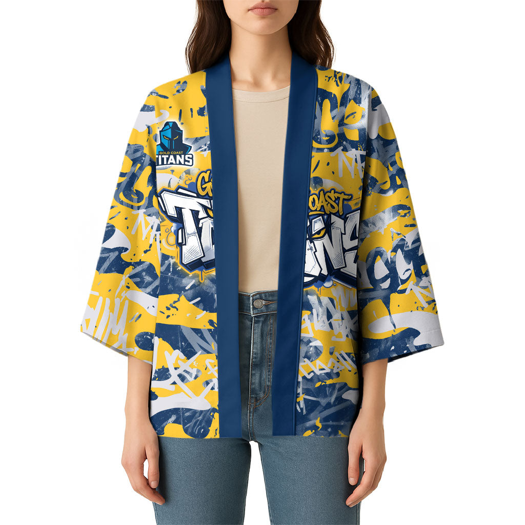 Gold Coast Titans Rugby Kimono Graffiti Typography Urban Camo Abstract Street Style
