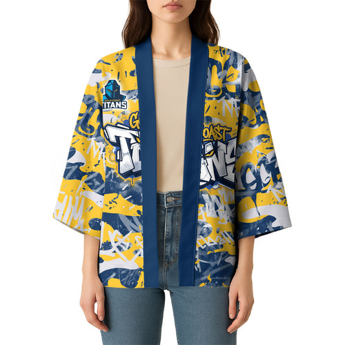 Gold Coast Titans Rugby Kimono Graffiti Typography Urban Camo Abstract Street Style