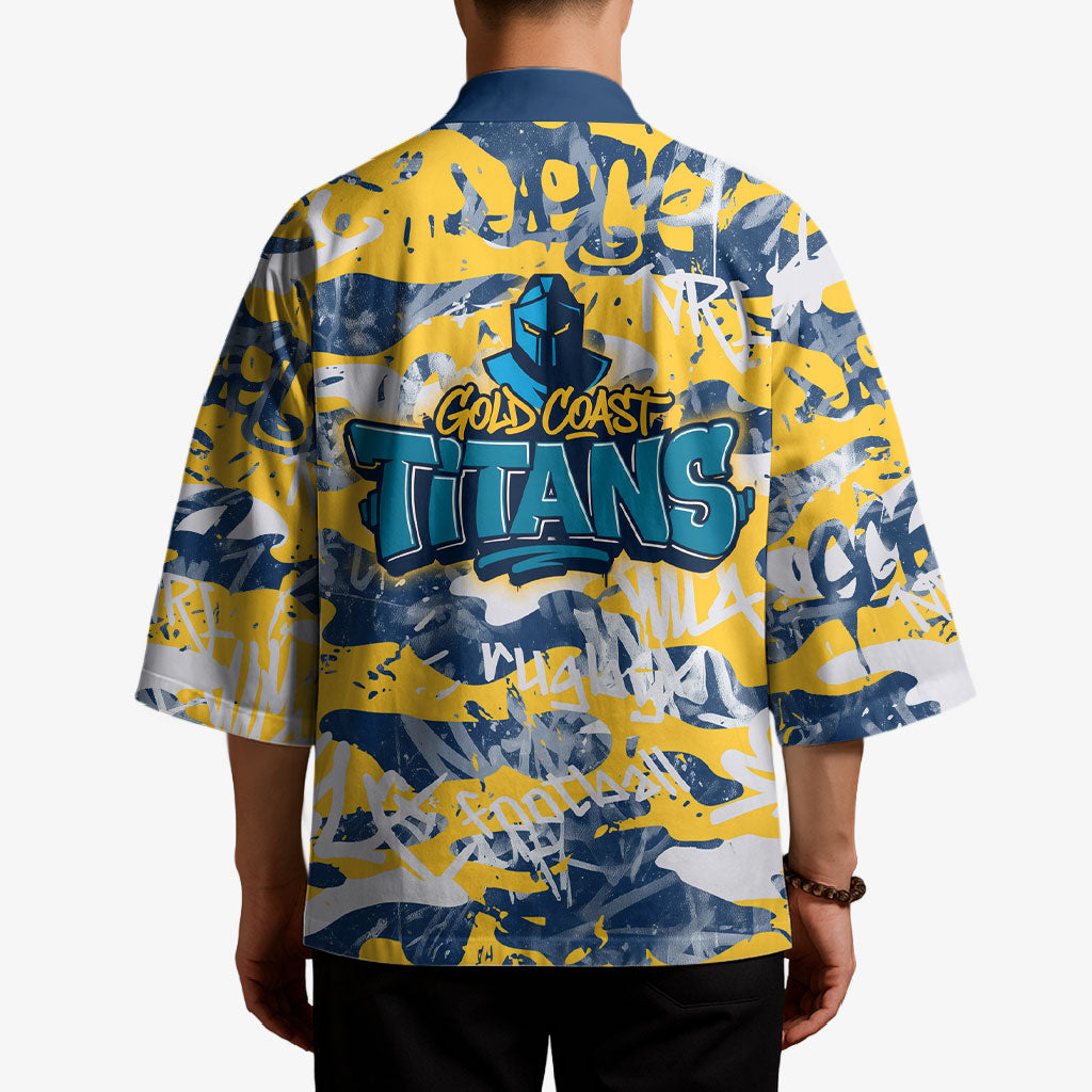 Gold Coast Titans Rugby Kimono Graffiti Typography Urban Camo Abstract Street Style