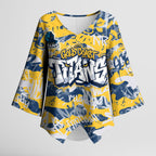 Gold Coast Titans Rugby Kimono Sleeve Blouse Graffiti Typography Urban Camo Abstract Street Style