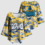 Gold Coast Titans Rugby Kimono Sleeve Blouse Graffiti Typography Urban Camo Abstract Street Style