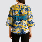 Gold Coast Titans Rugby Kimono Sleeve Blouse Graffiti Typography Urban Camo Abstract Street Style