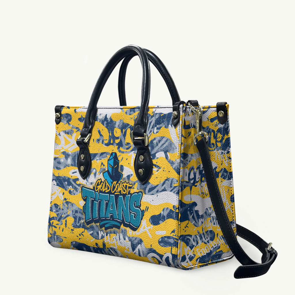 Gold Coast Titans Rugby Leather Bag Graffiti Typography Urban Camo Abstract Street Style
