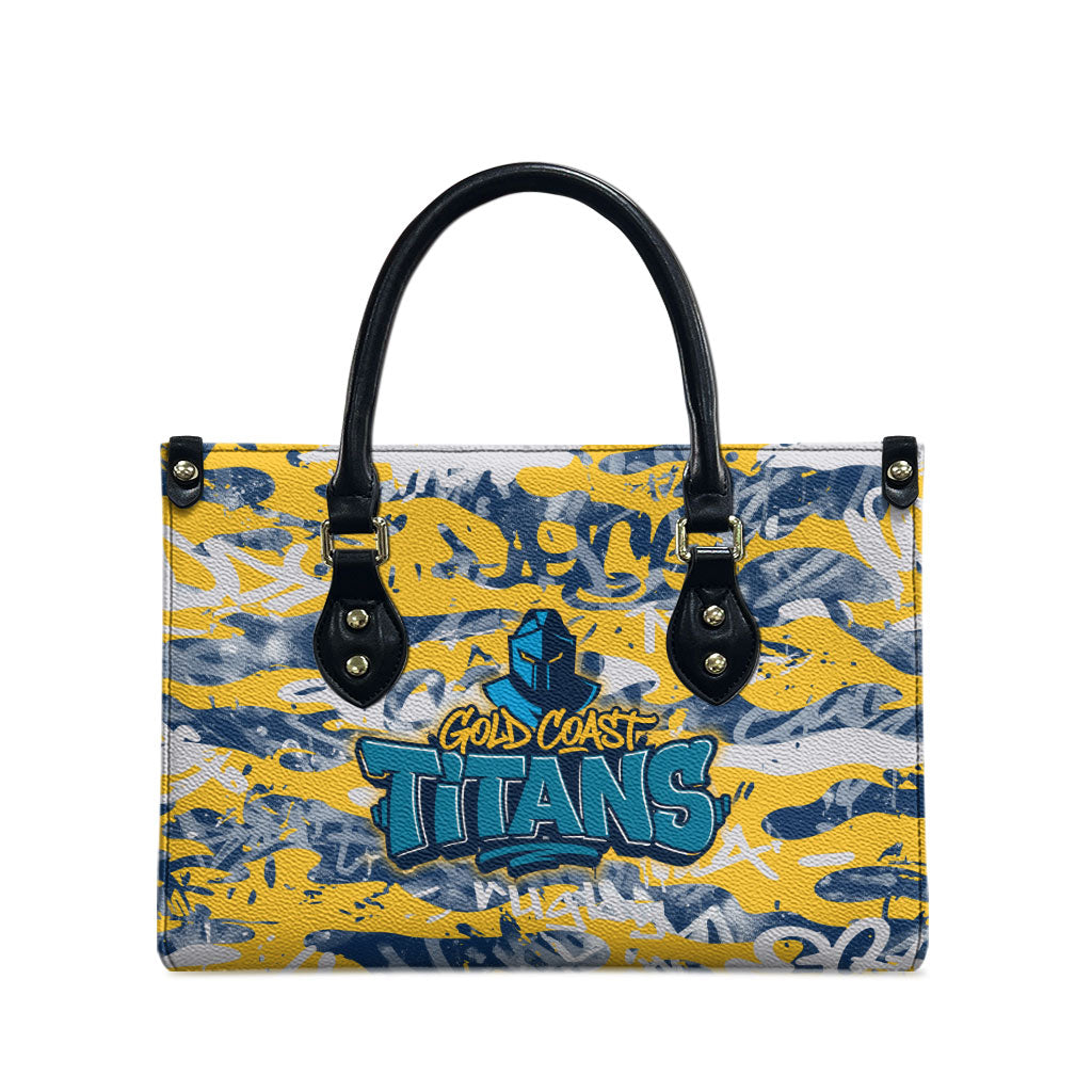 Gold Coast Titans Rugby Leather Bag Graffiti Typography Urban Camo Abstract Street Style
