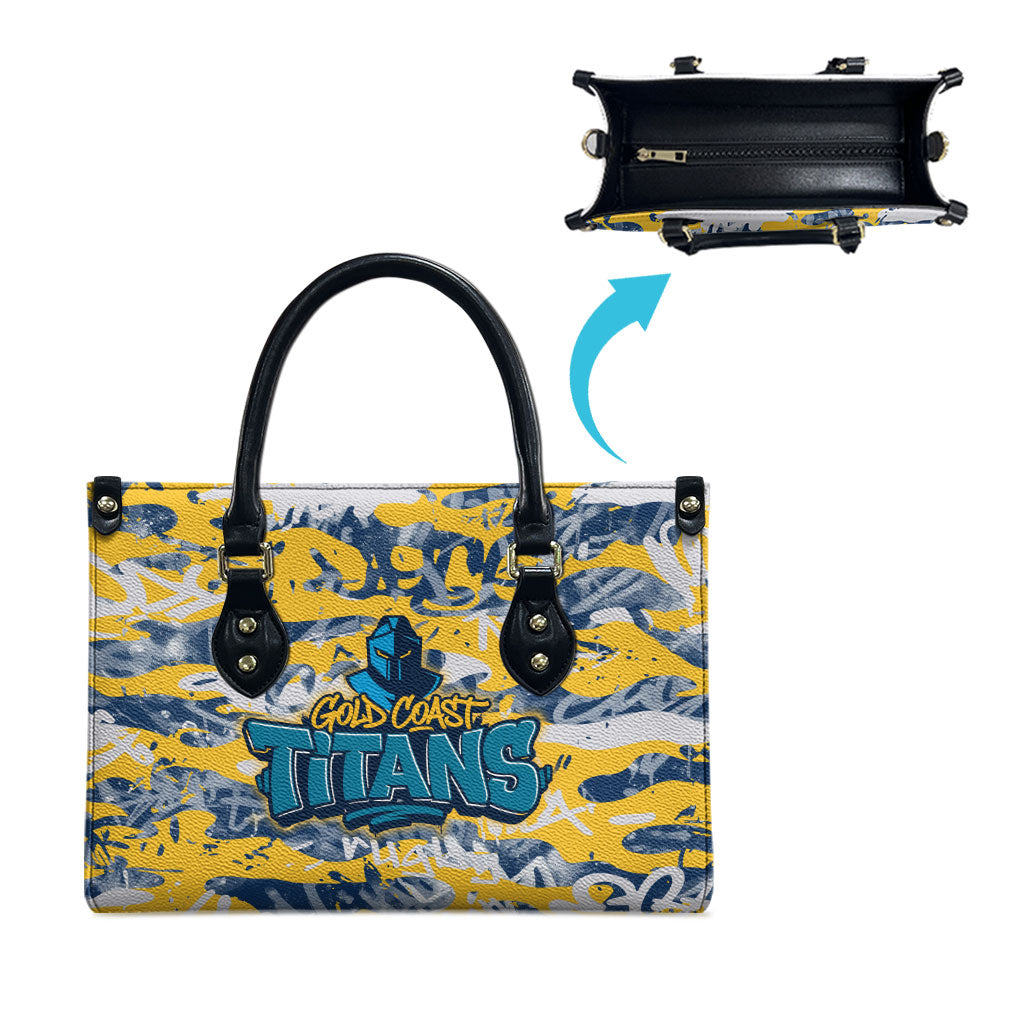 Gold Coast Titans Rugby Leather Bag Graffiti Typography Urban Camo Abstract Street Style