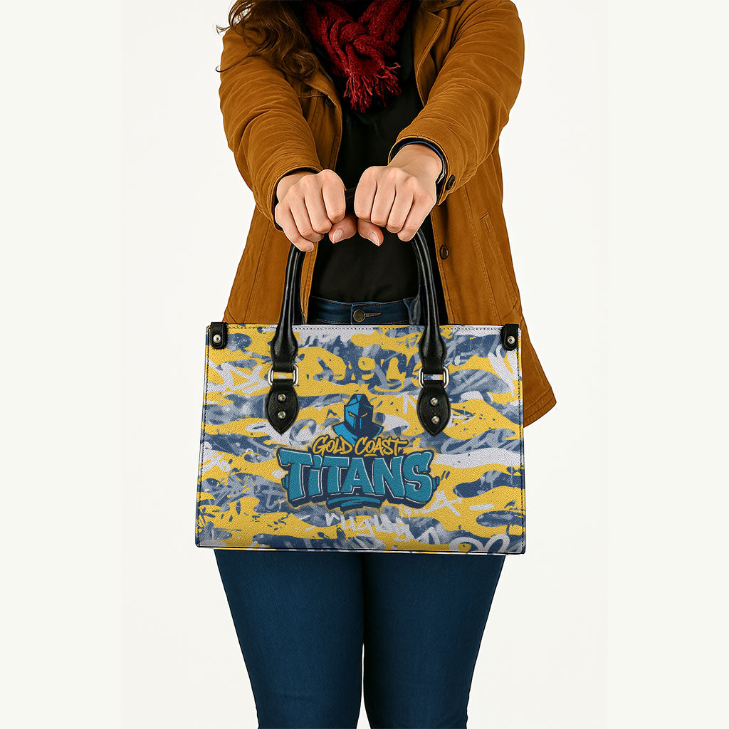 Gold Coast Titans Rugby Leather Bag Graffiti Typography Urban Camo Abstract Street Style
