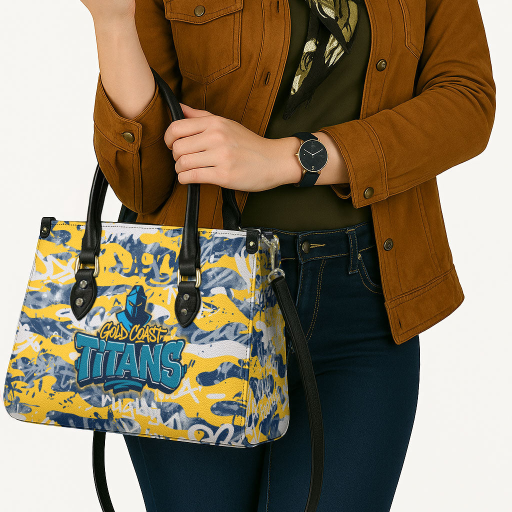 Gold Coast Titans Rugby Leather Bag Graffiti Typography Urban Camo Abstract Street Style