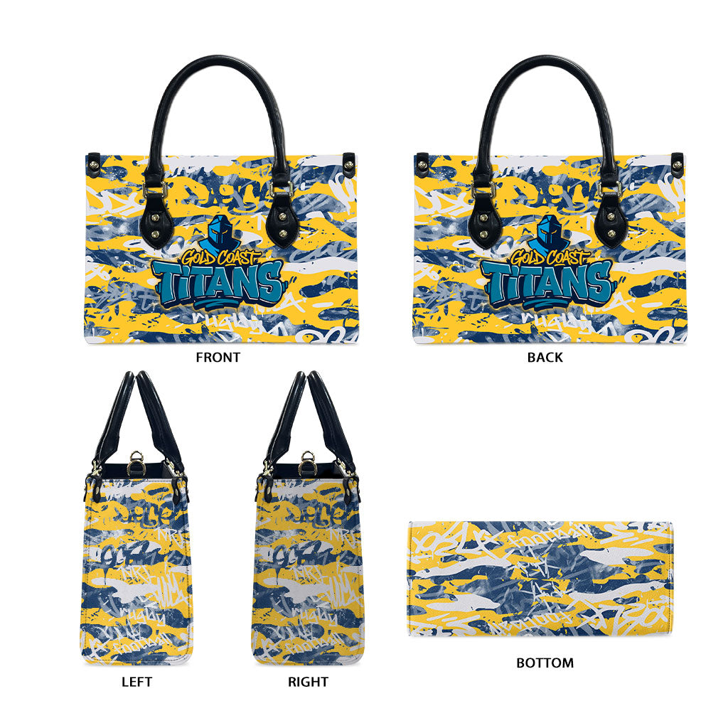 Gold Coast Titans Rugby Leather Bag Graffiti Typography Urban Camo Abstract Street Style
