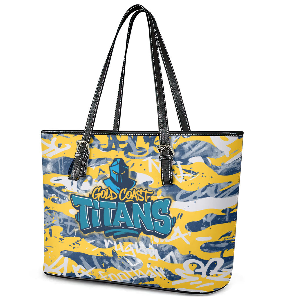 Gold Coast Titans Rugby Leather Tote Bag Graffiti Typography Urban Camo Abstract Street Style
