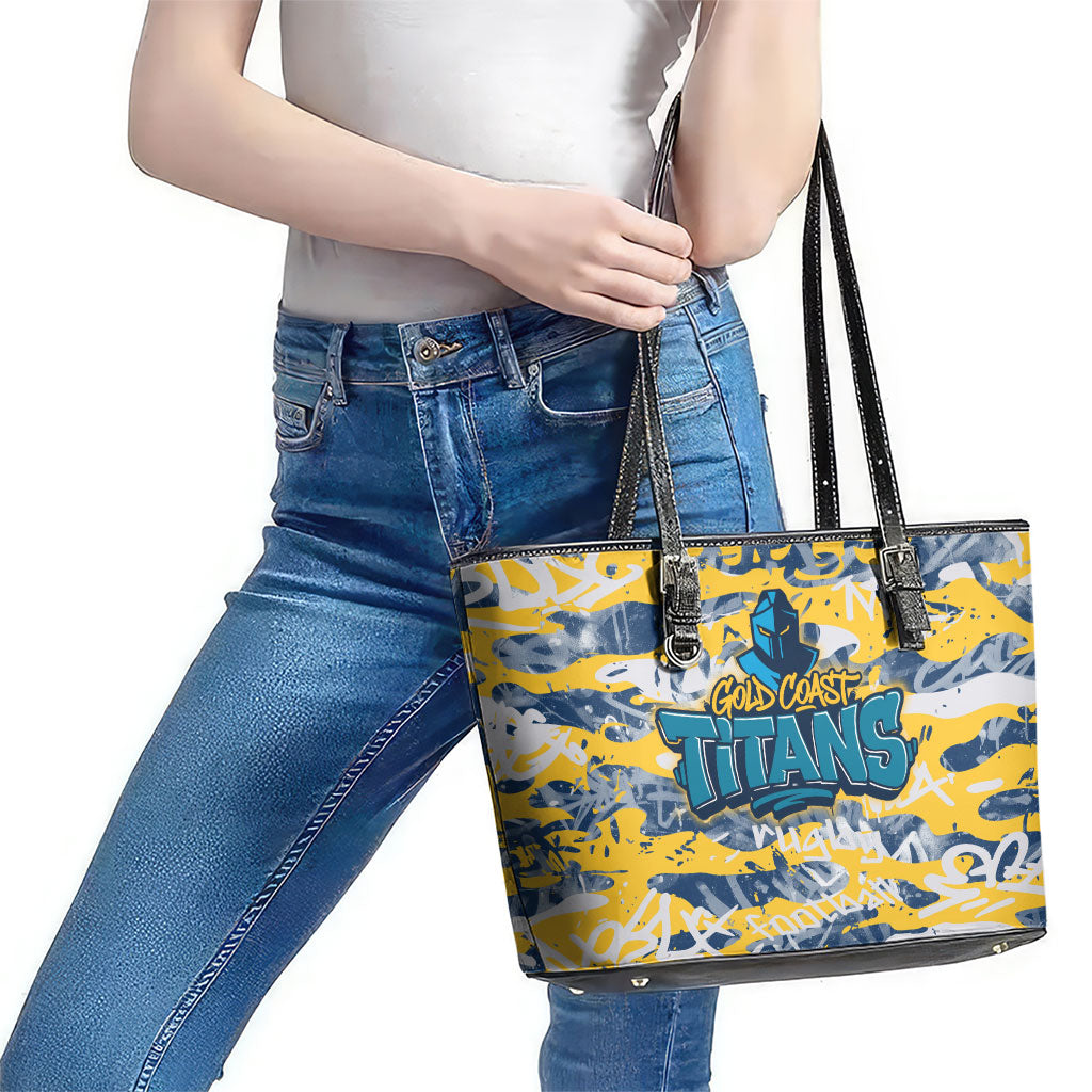 Gold Coast Titans Rugby Leather Tote Bag Graffiti Typography Urban Camo Abstract Street Style