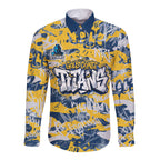 Gold Coast Titans Rugby Long Sleeve Button Shirt Graffiti Typography Urban Camo Abstract Street Style