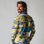 Gold Coast Titans Rugby Long Sleeve Polo Shirt Graffiti Typography Urban Camo Abstract Street Style