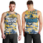 Gold Coast Titans Rugby Men Tank Top Graffiti Typography Urban Camo Abstract Street Style