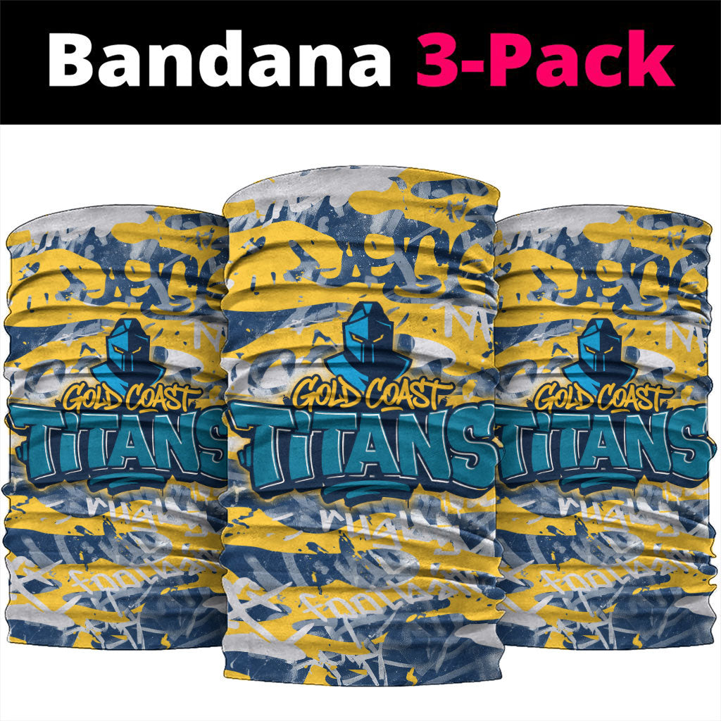 Gold Coast Titans Rugby Neck Gaiter Graffiti Typography Urban Camo Abstract Street Style