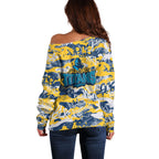 Gold Coast Titans Rugby Off Shoulder Sweater Graffiti Typography Urban Camo Abstract Street Style