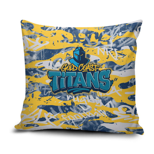 Gold Coast Titans Rugby Pillow Cover Graffiti Typography Urban Camo Abstract Street Style