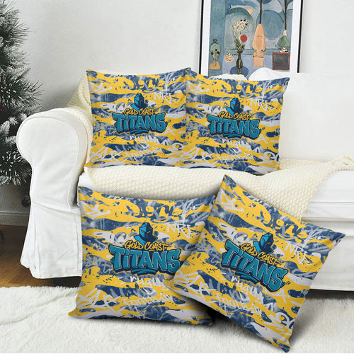 Gold Coast Titans Rugby Pillow Cover Graffiti Typography Urban Camo Abstract Street Style