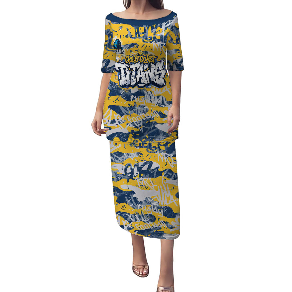 Gold Coast Titans Rugby Puletasi Graffiti Typography Urban Camo Abstract Street Style