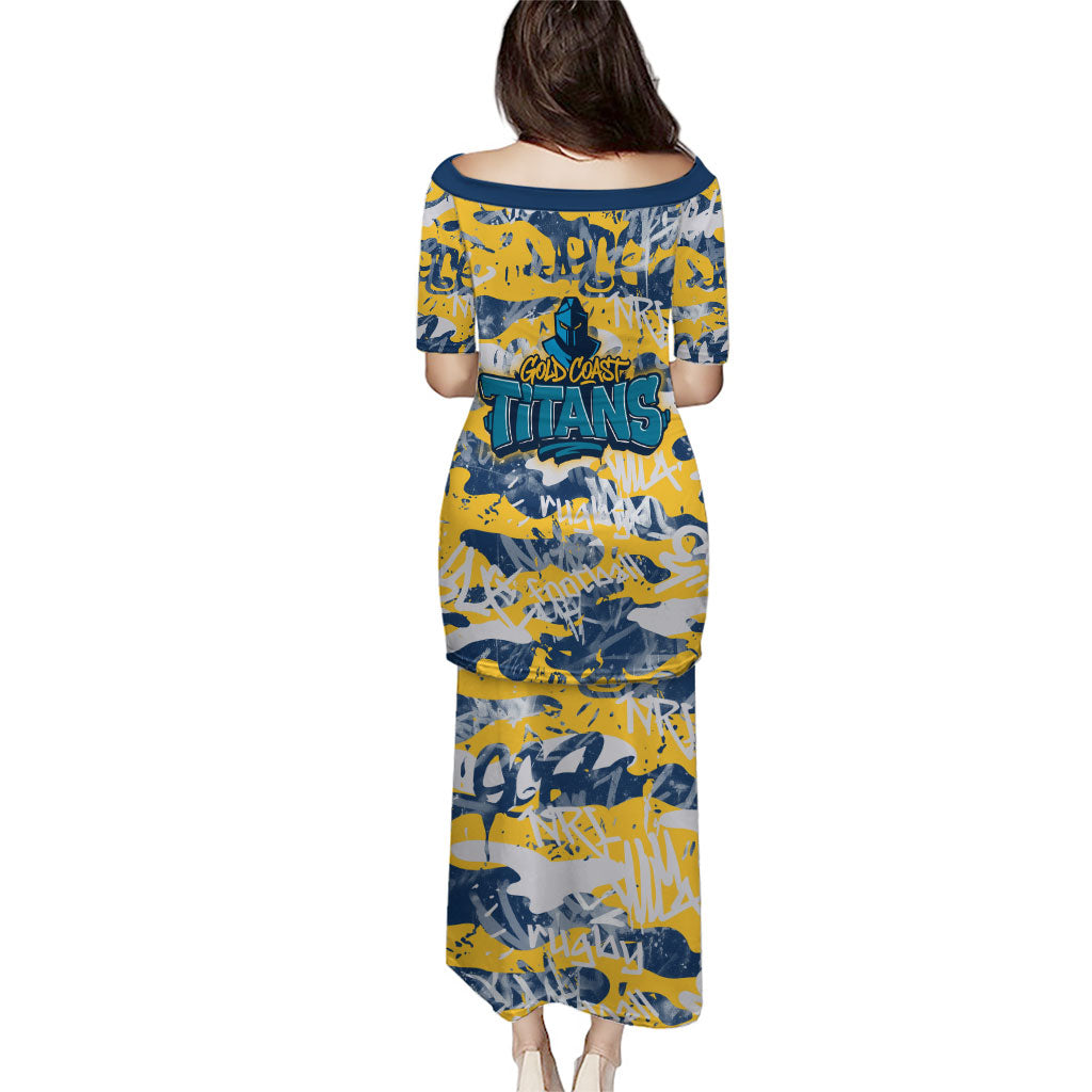 Gold Coast Titans Rugby Puletasi Graffiti Typography Urban Camo Abstract Street Style