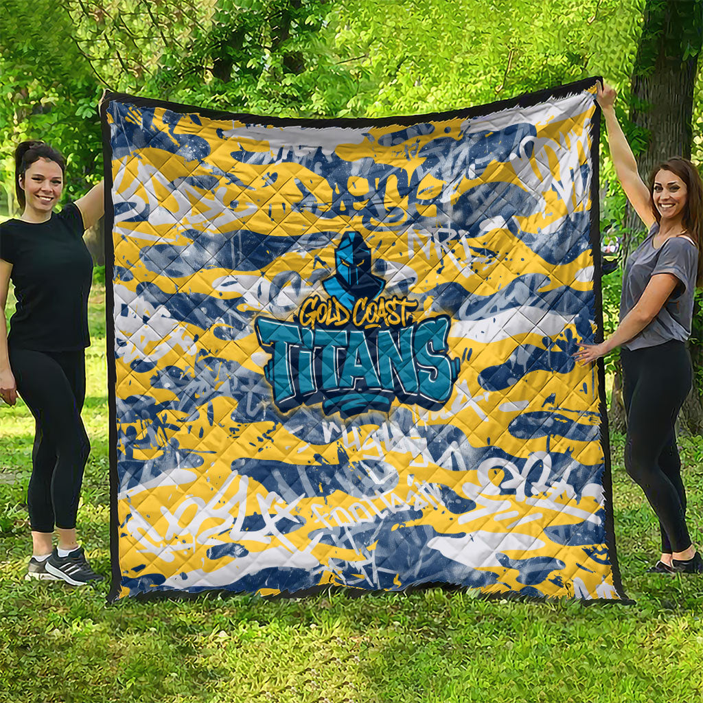 Gold Coast Titans Rugby Quilt Graffiti Typography Urban Camo Abstract Street Style