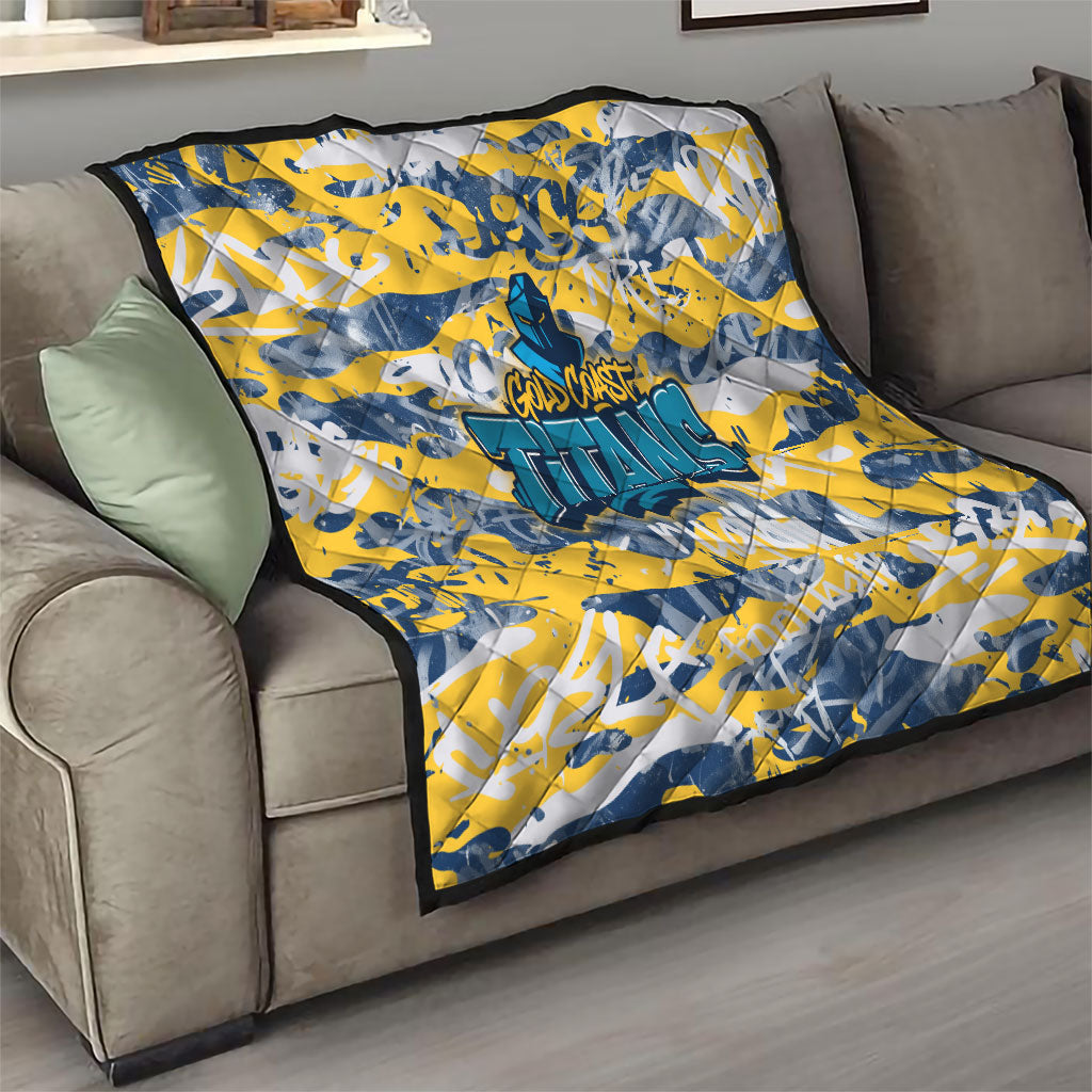 Gold Coast Titans Rugby Quilt Graffiti Typography Urban Camo Abstract Street Style