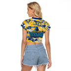 Gold Coast Titans Rugby Raglan Cropped T Shirt Graffiti Typography Urban Camo Abstract Street Style