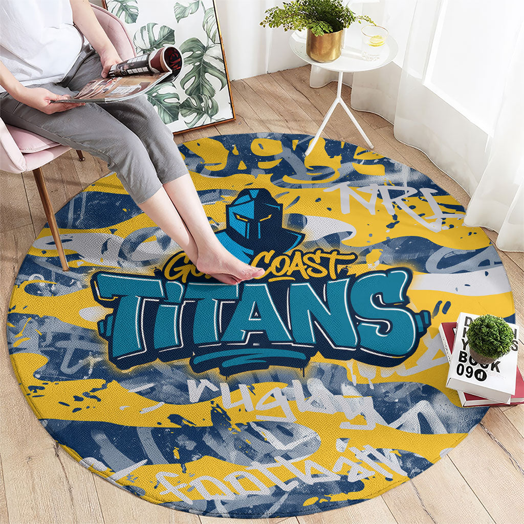 Gold Coast Titans Rugby Round Carpet Graffiti Typography Urban Camo Abstract Street Style