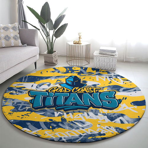 Gold Coast Titans Rugby Round Carpet Graffiti Typography Urban Camo Abstract Street Style