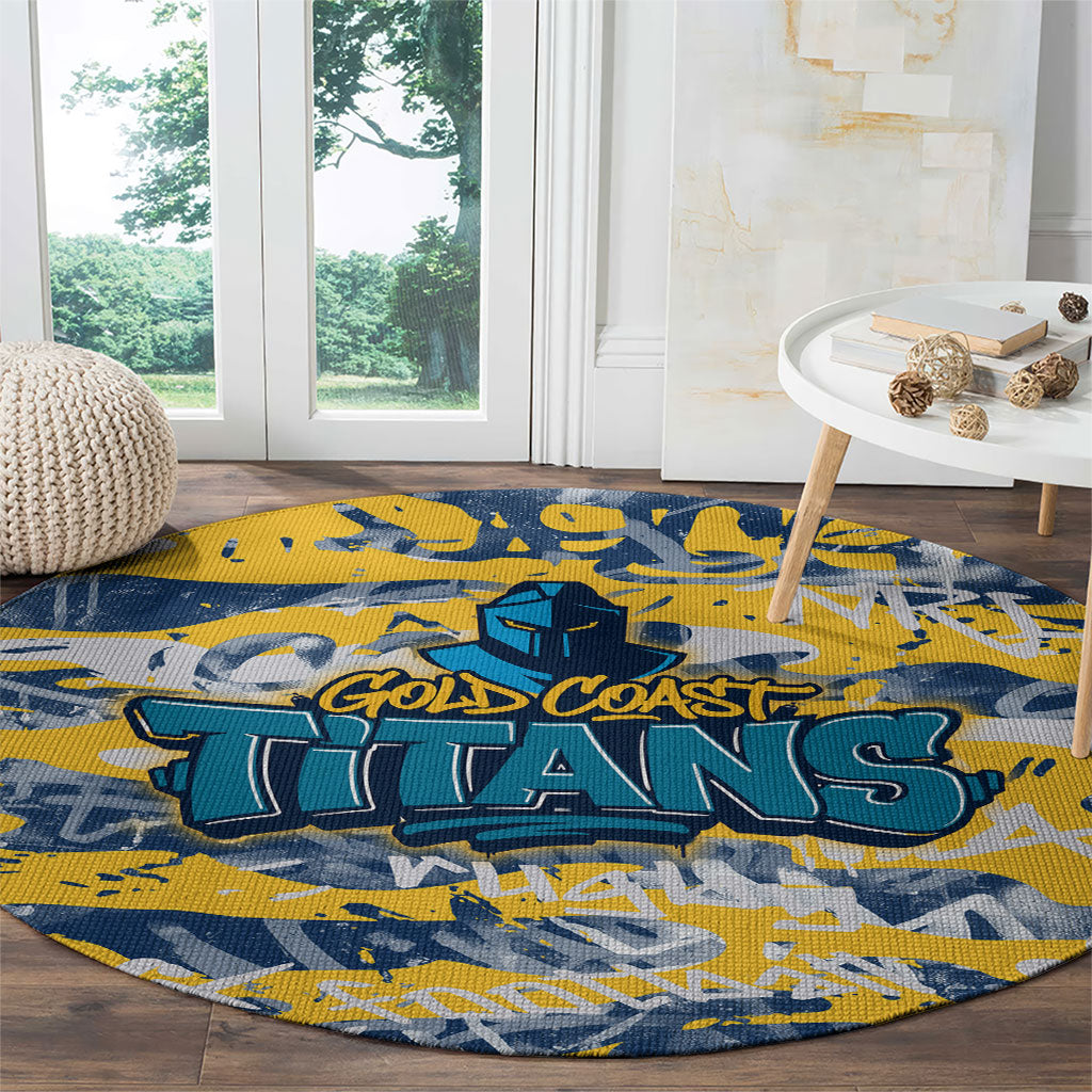 Gold Coast Titans Rugby Round Carpet Graffiti Typography Urban Camo Abstract Street Style