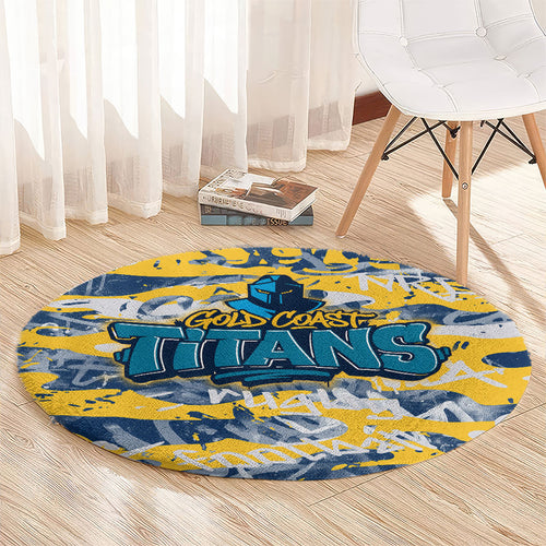 Gold Coast Titans Rugby Round Carpet Graffiti Typography Urban Camo Abstract Street Style