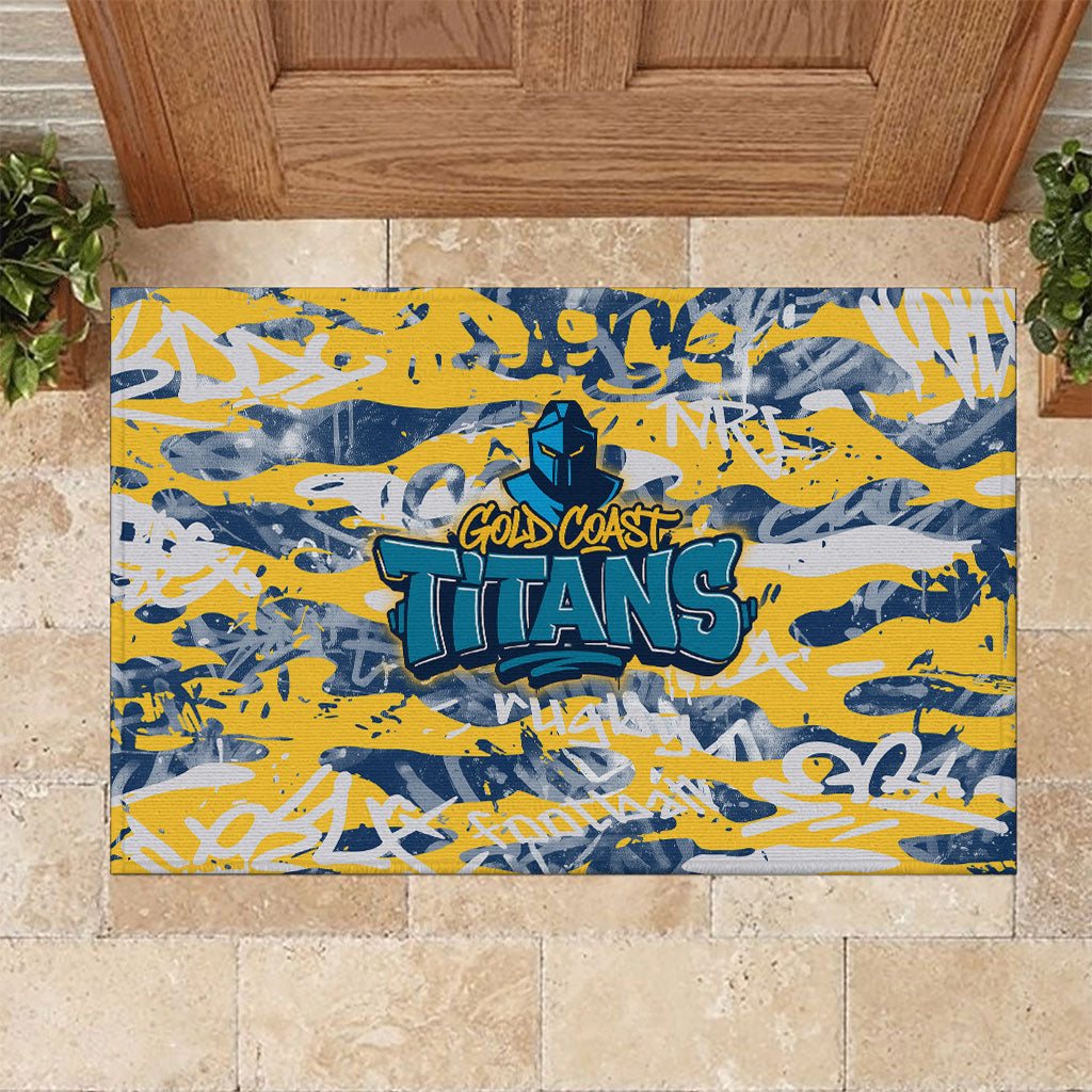 Gold Coast Titans Rugby Rubber Doormat Graffiti Typography Urban Camo Abstract Street Style