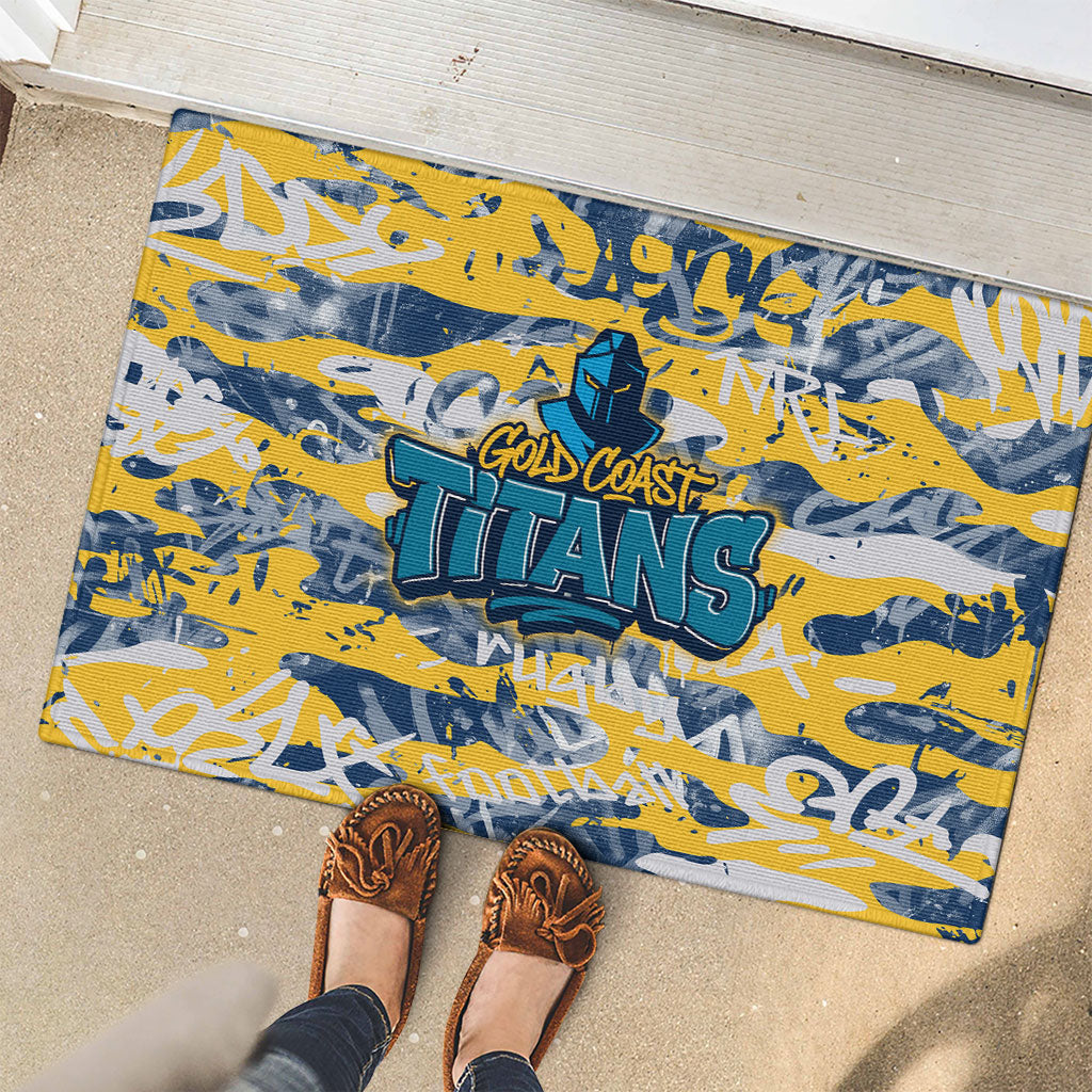 Gold Coast Titans Rugby Rubber Doormat Graffiti Typography Urban Camo Abstract Street Style