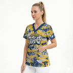 Gold Coast Titans Rugby Scrub Top Graffiti Typography Urban Camo Abstract Street Style