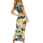 Gold Coast Titans Rugby Short Sleeve Bodycon Dress Graffiti Typography Urban Camo Abstract Street Style