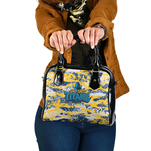 Gold Coast Titans Rugby Shoulder Handbag Graffiti Typography Urban Camo Abstract Street Style