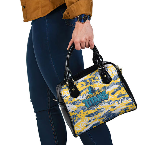 Gold Coast Titans Rugby Shoulder Handbag Graffiti Typography Urban Camo Abstract Street Style