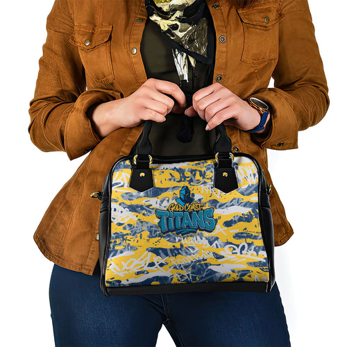 Gold Coast Titans Rugby Shoulder Handbag Graffiti Typography Urban Camo Abstract Street Style