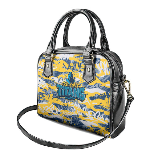 Gold Coast Titans Rugby Shoulder Handbag Graffiti Typography Urban Camo Abstract Street Style