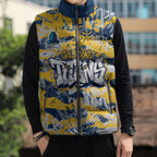Gold Coast Titans Rugby Sleeveless Puffer Jacket Graffiti Typography Urban Camo Abstract Street Style