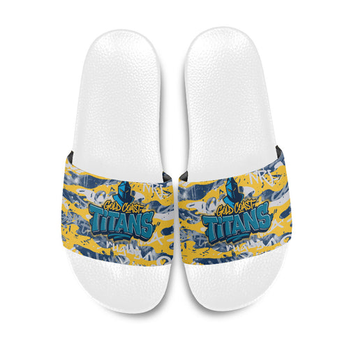 Gold Coast Titans Rugby Slide Sandals Graffiti Typography Urban Camo Abstract Street Style