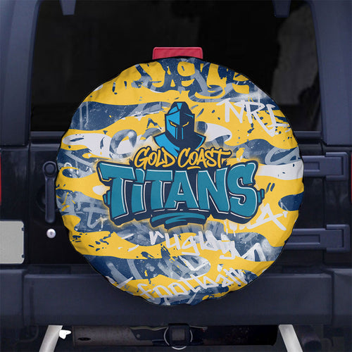 Gold Coast Titans Rugby Spare Tire Cover Graffiti Typography Urban Camo Abstract Street Style