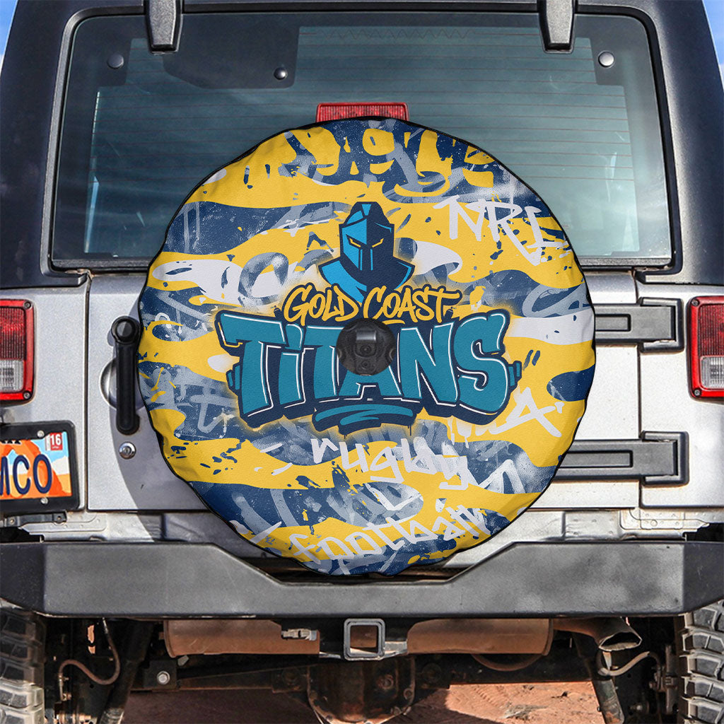 Gold Coast Titans Rugby Spare Tire Cover Graffiti Typography Urban Camo Abstract Street Style