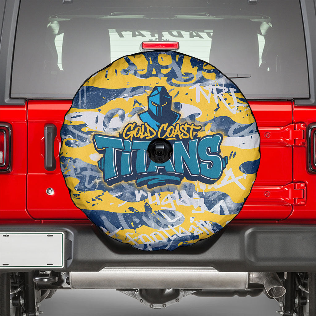 Gold Coast Titans Rugby Spare Tire Cover Graffiti Typography Urban Camo Abstract Street Style