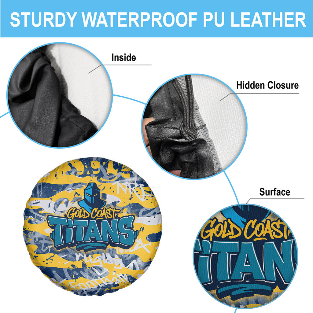 Gold Coast Titans Rugby Spare Tire Cover Graffiti Typography Urban Camo Abstract Street Style