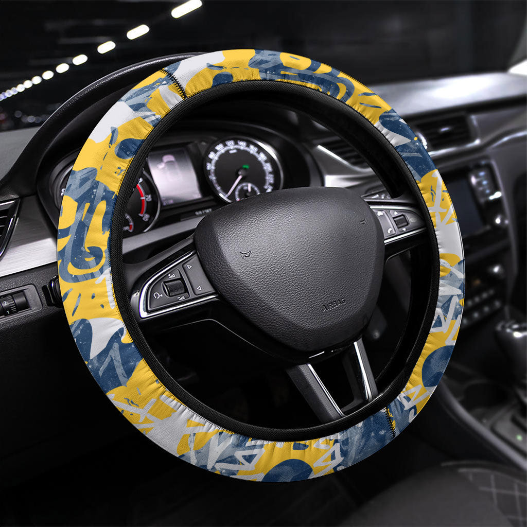 Gold Coast Titans Rugby Steering Wheel Cover Graffiti Typography Urban Camo Abstract Street Style