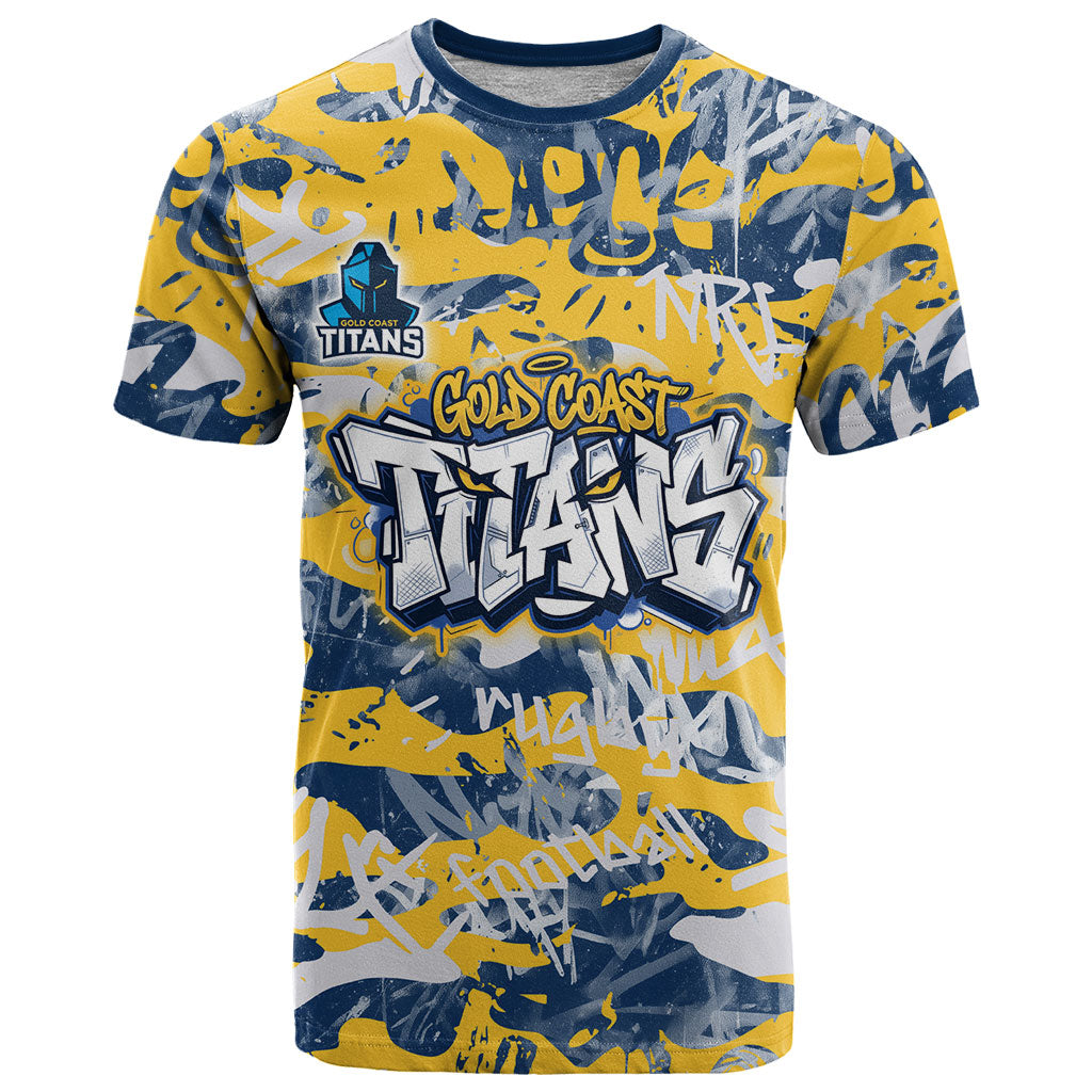 Gold Coast Titans Rugby T Shirt Graffiti Typography Urban Camo Abstract Street Style